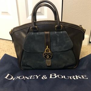 Samba Satchel, Brown T'Moro w/Navy Suede pocket